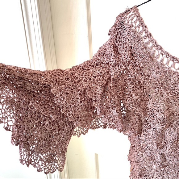 BOSTON PROPER Tiered Crocheted Top with Sequins—XS - Picture 7 of 16